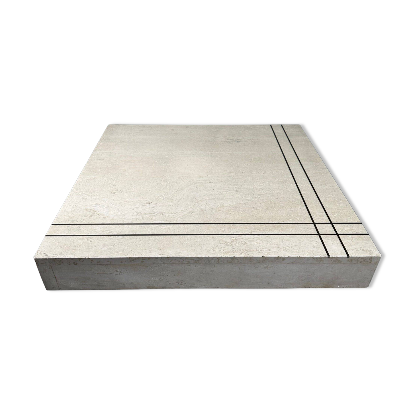 Vintage coffee table / side table – travertine and brass