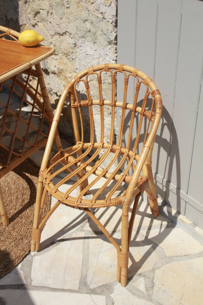 Office and matching chair in vintage rattan