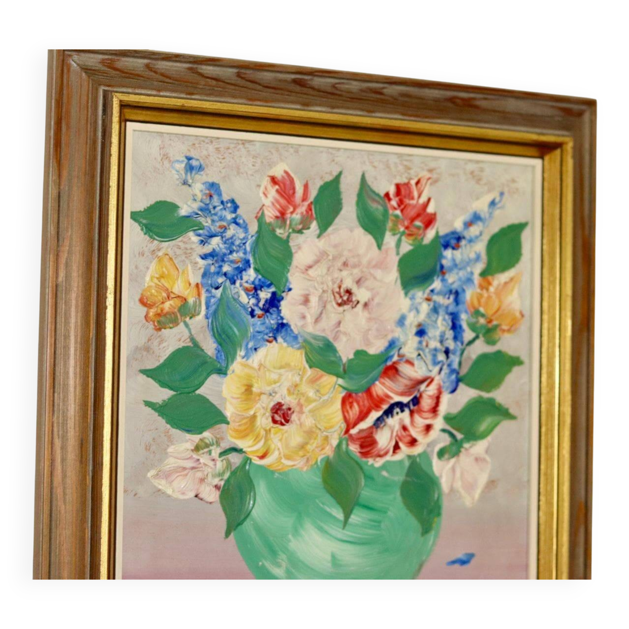 Oil painting on Swedish panel from the mid-century "Still Life" by Gustav Adolf Lysholm - Vintage and framed.