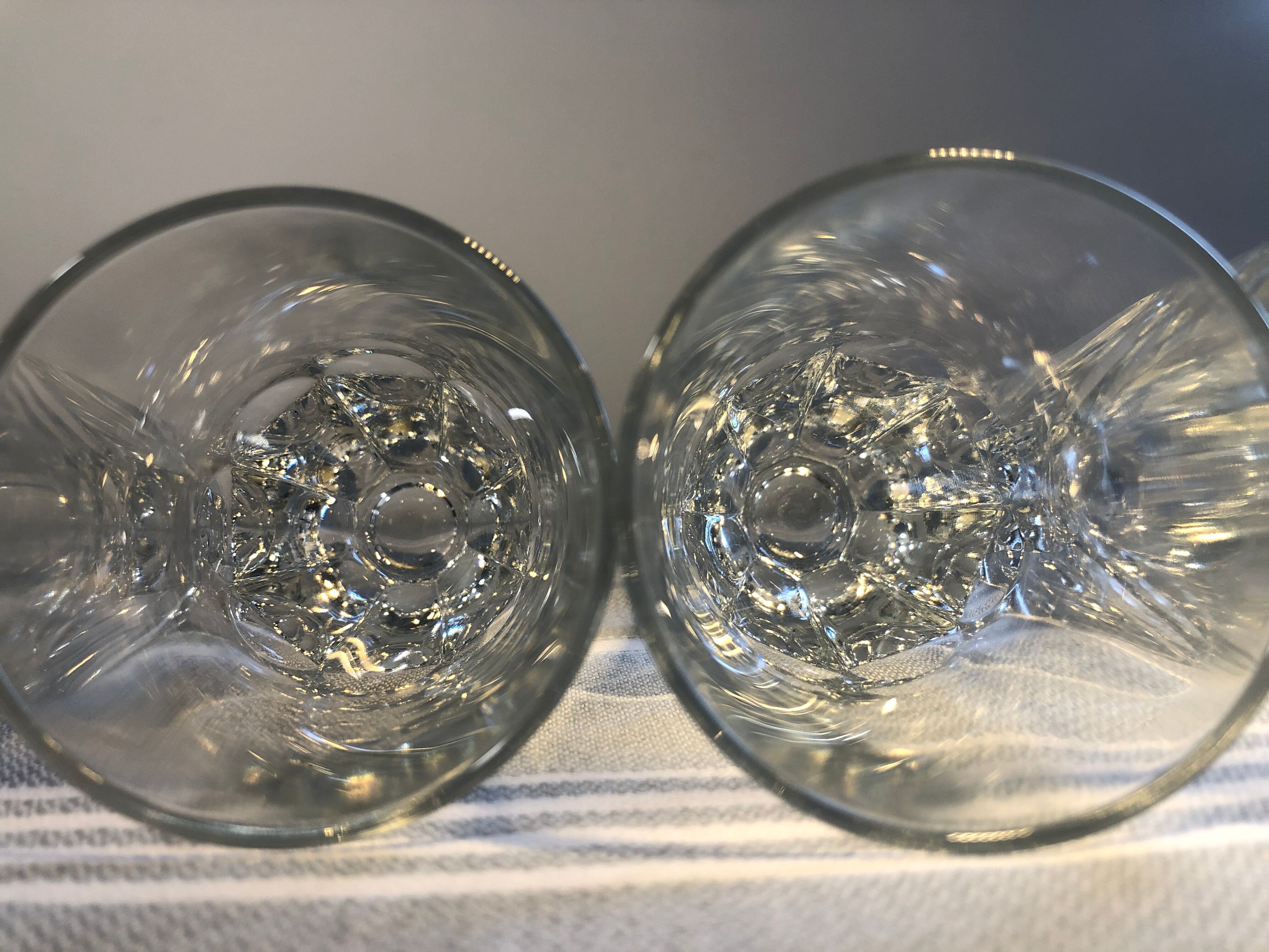 4 vintage cut glass aperitif glasses