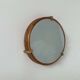 Vintage round wall light, wood, glass and brass, France 1980