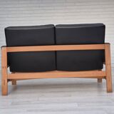 1960s, Danish 2-seater sofa in original condition, furniture leather, solid oak wood.