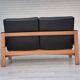 1960s, Danish 2-seater sofa in original condition, furniture leather, solid oak wood.