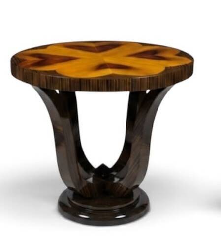 Guéridon rond Art Déco en bois de hêtre