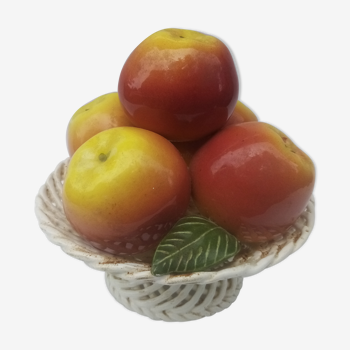 Coupe et pommes en céramique