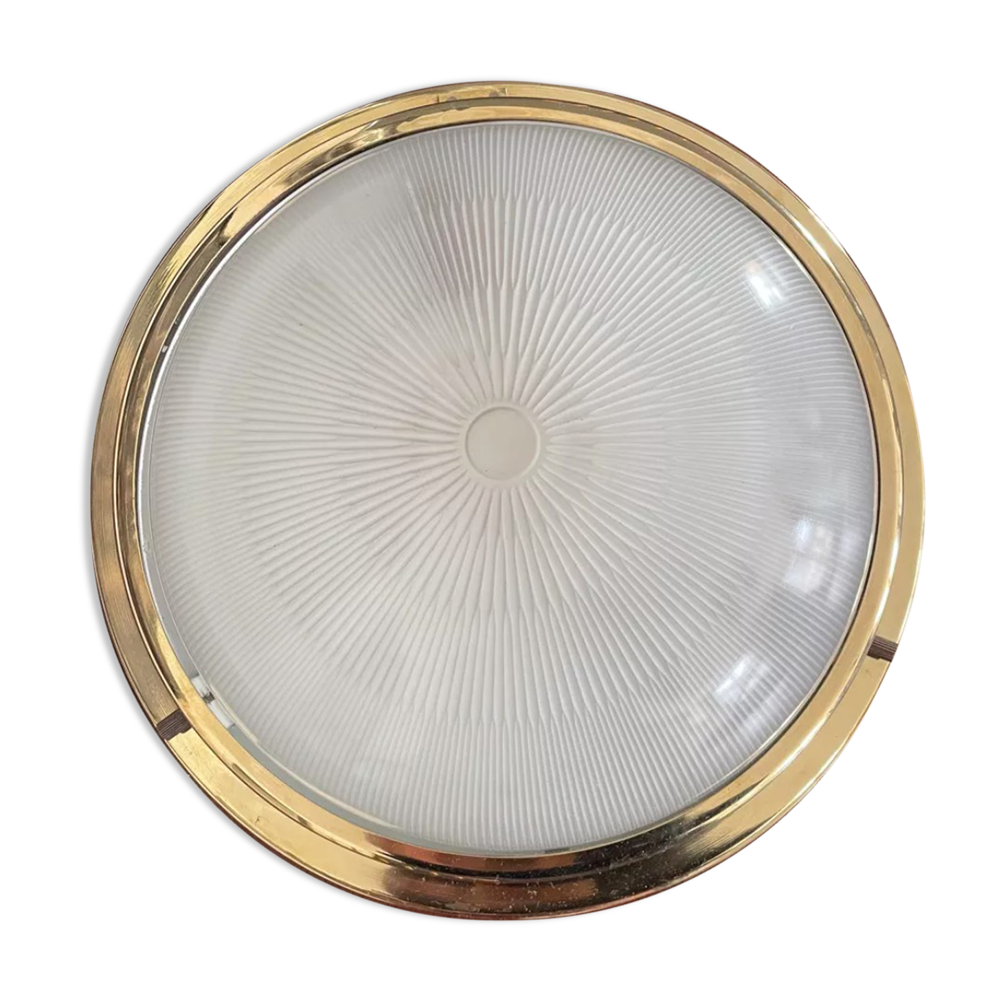 Holophane Art Deco brass ceiling lamp, France 1930 vintage