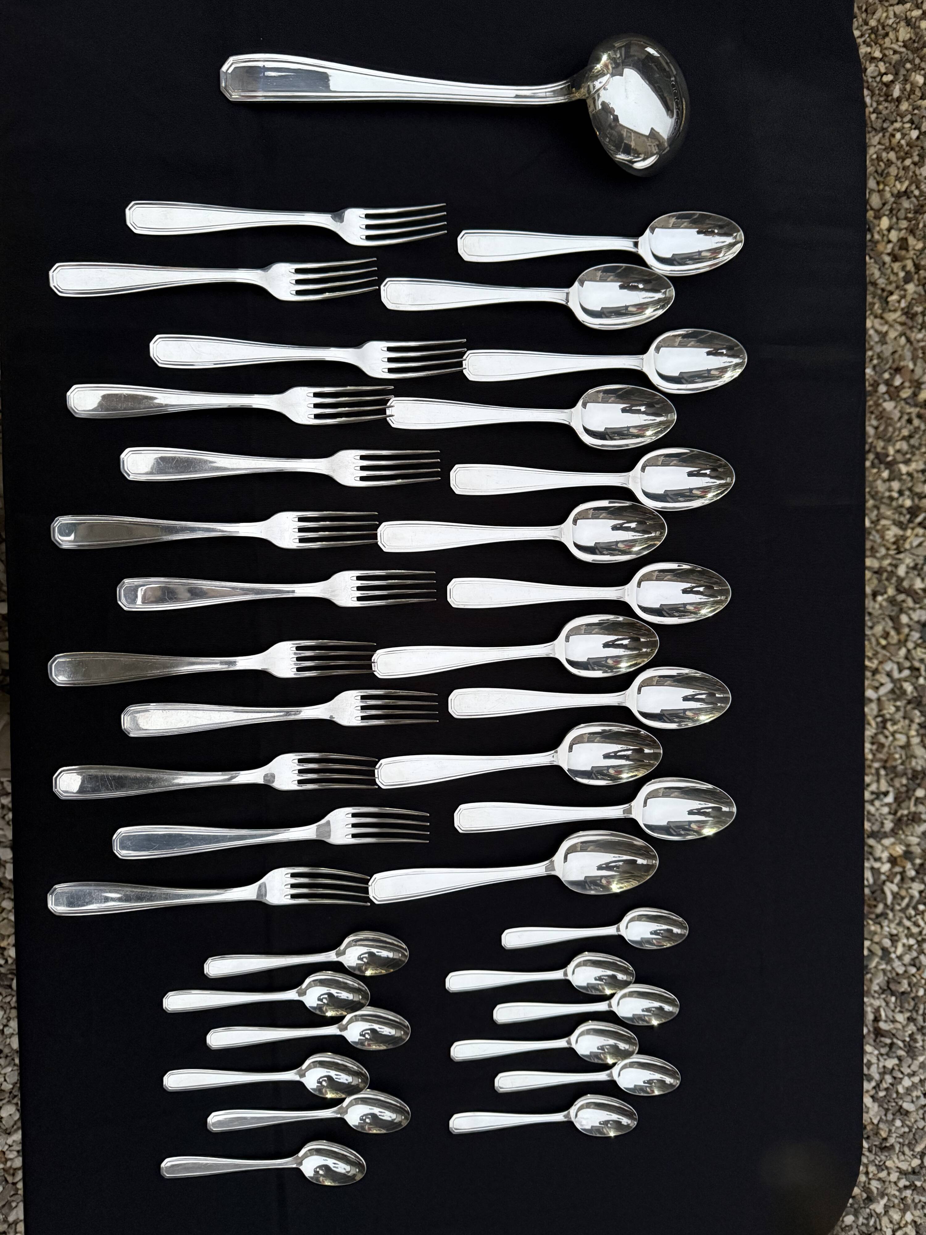 Alfenide 37-piece cutlery set for Christofle Saturne model
