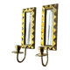 Pair of art deco vintage brass wall candle holders sconces