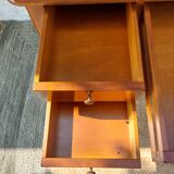 Desk, black leather top