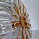 Vintage cut crystal pocket bowl with amber centre – 1960s/70s