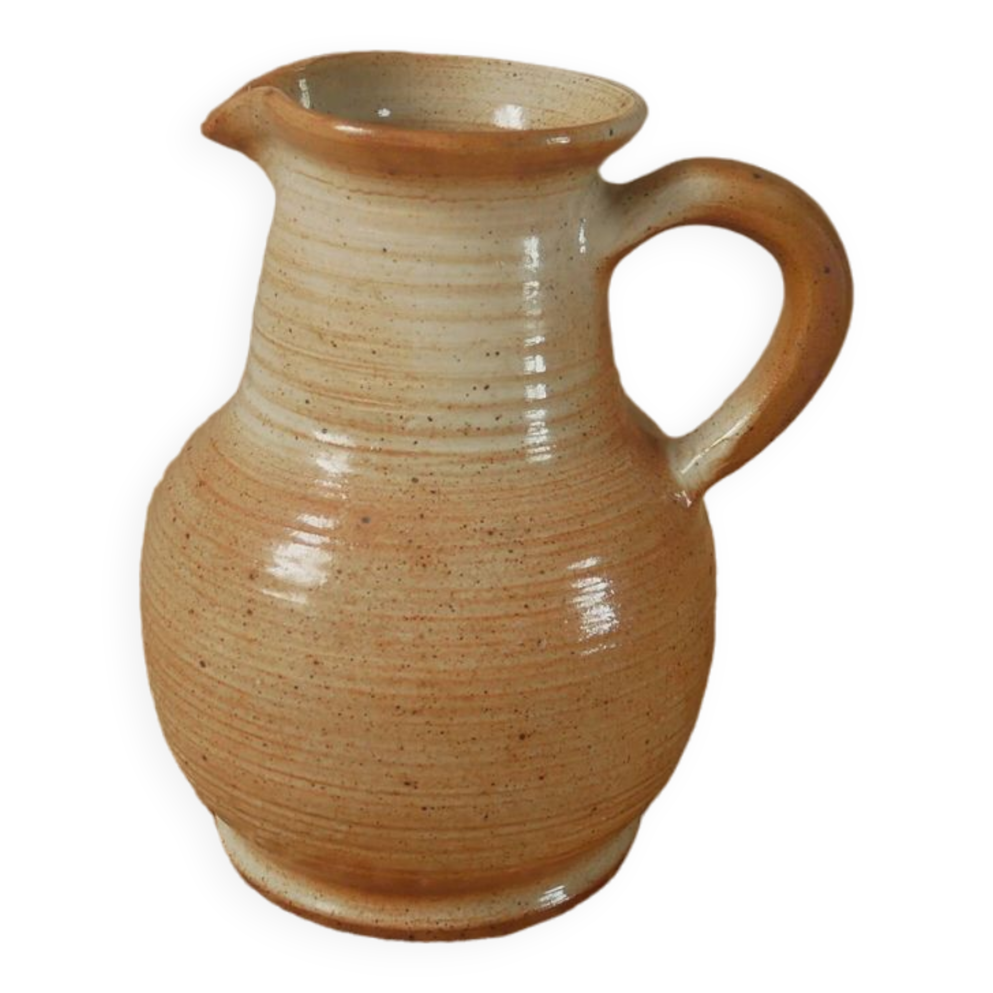 Stoneware pitcher vase with handle Scandinavian country decoration handcrafted vintage ceramic