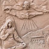 Terracotta bas relief, Holy Family