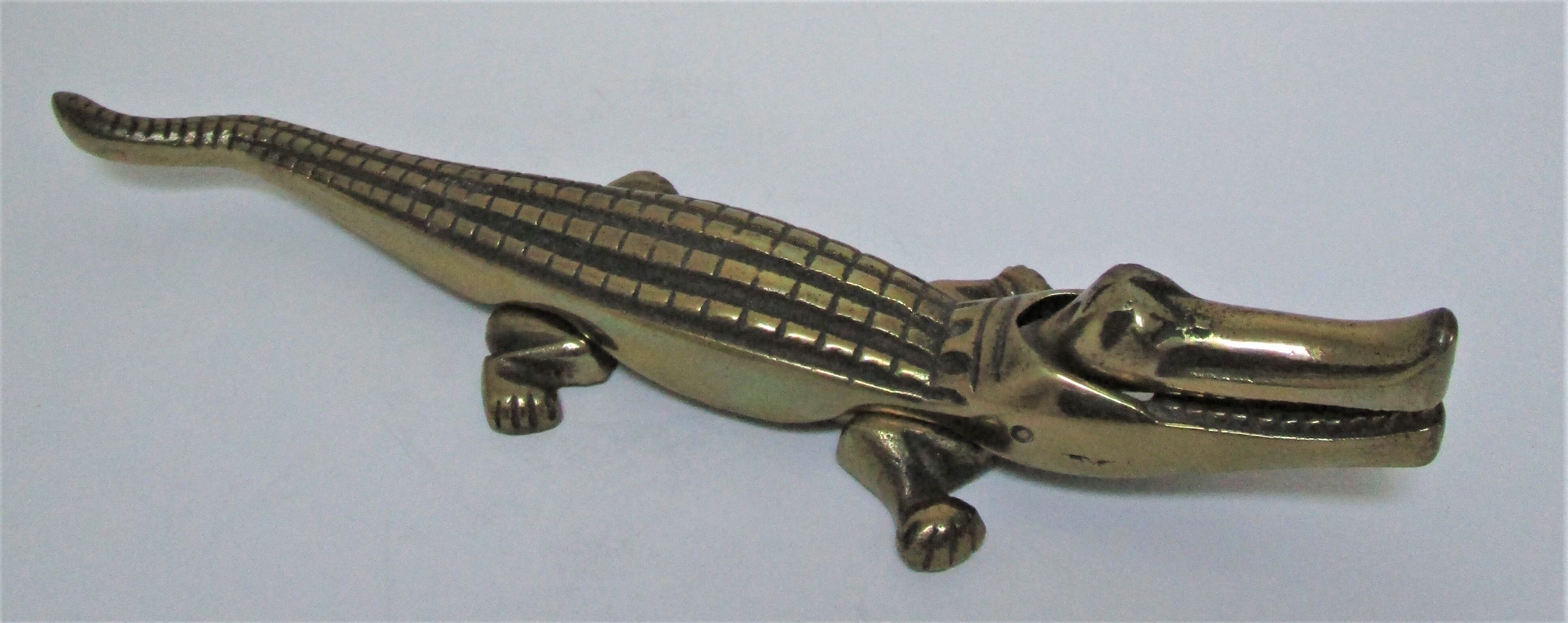 Nutcracker zoomorph alligator crocodile brass xl 35cm vintage