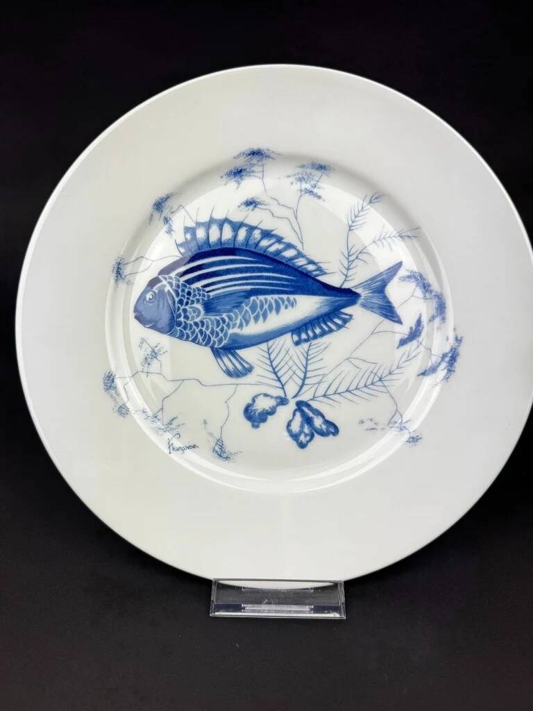 Service of 6 stylised fish dinner plates – Jammet Seignolles