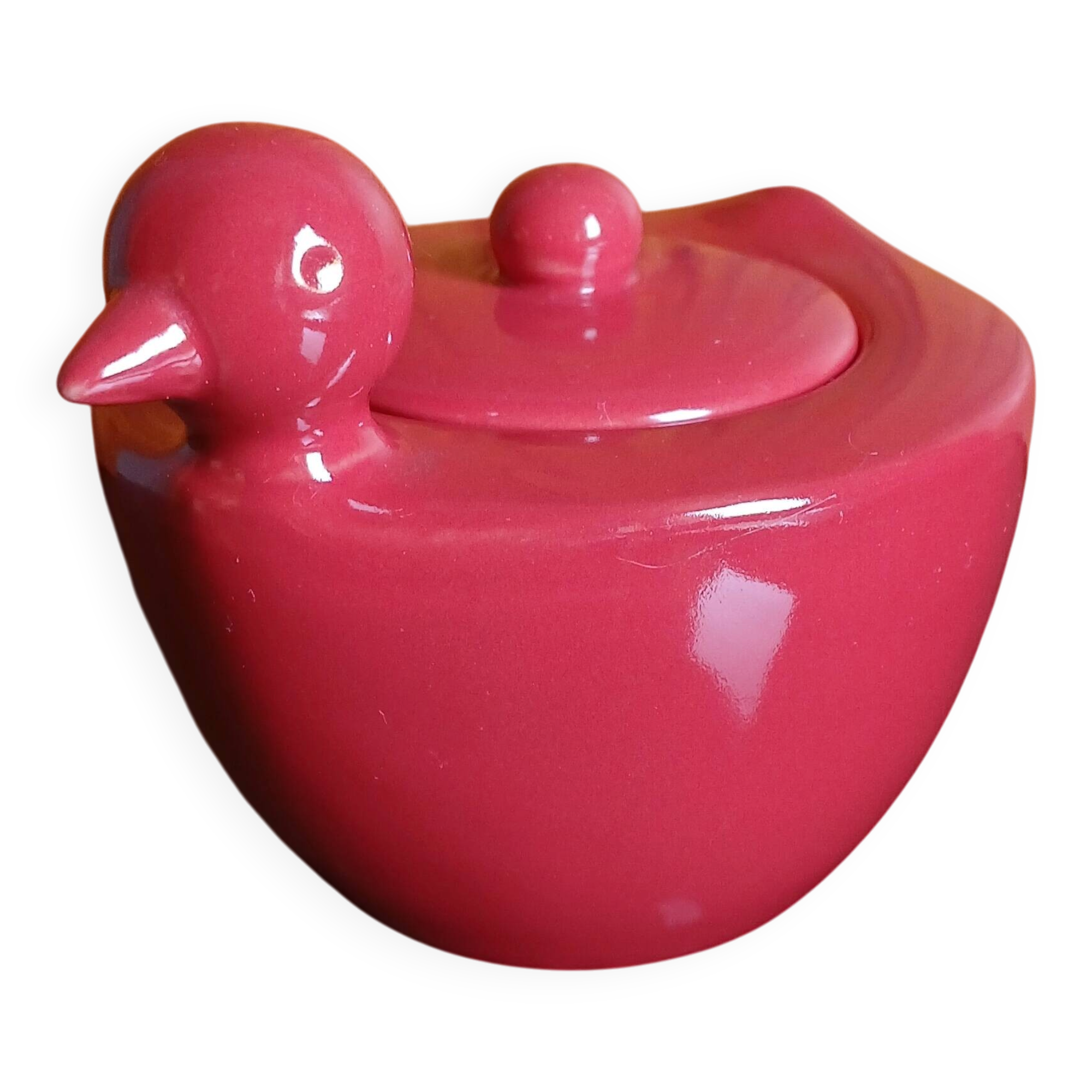 Zoomorphic sugar bowl in ceramic. 80's