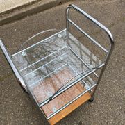 Vintage Allibert dessert table in steel and glass.
