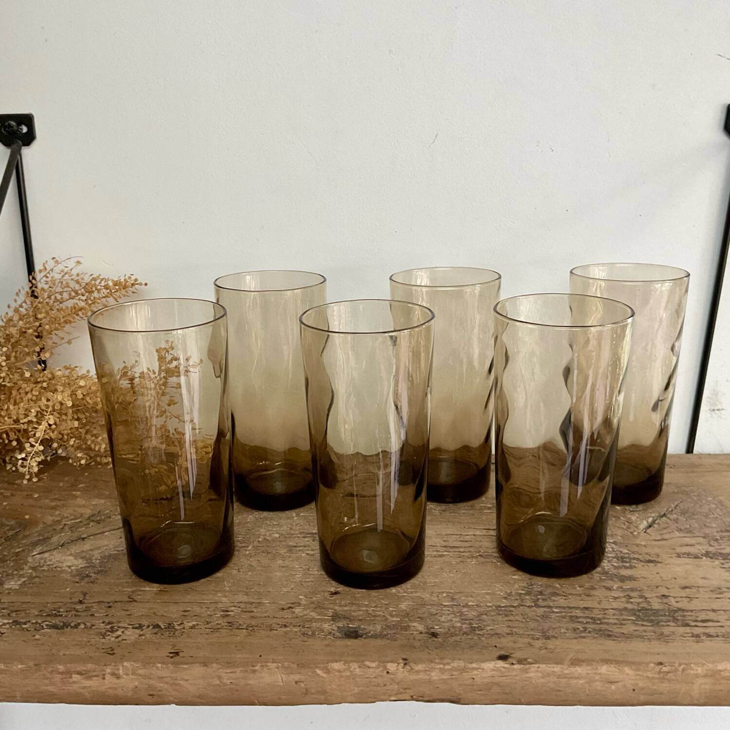 6 LUMINARC France smoked glasses
