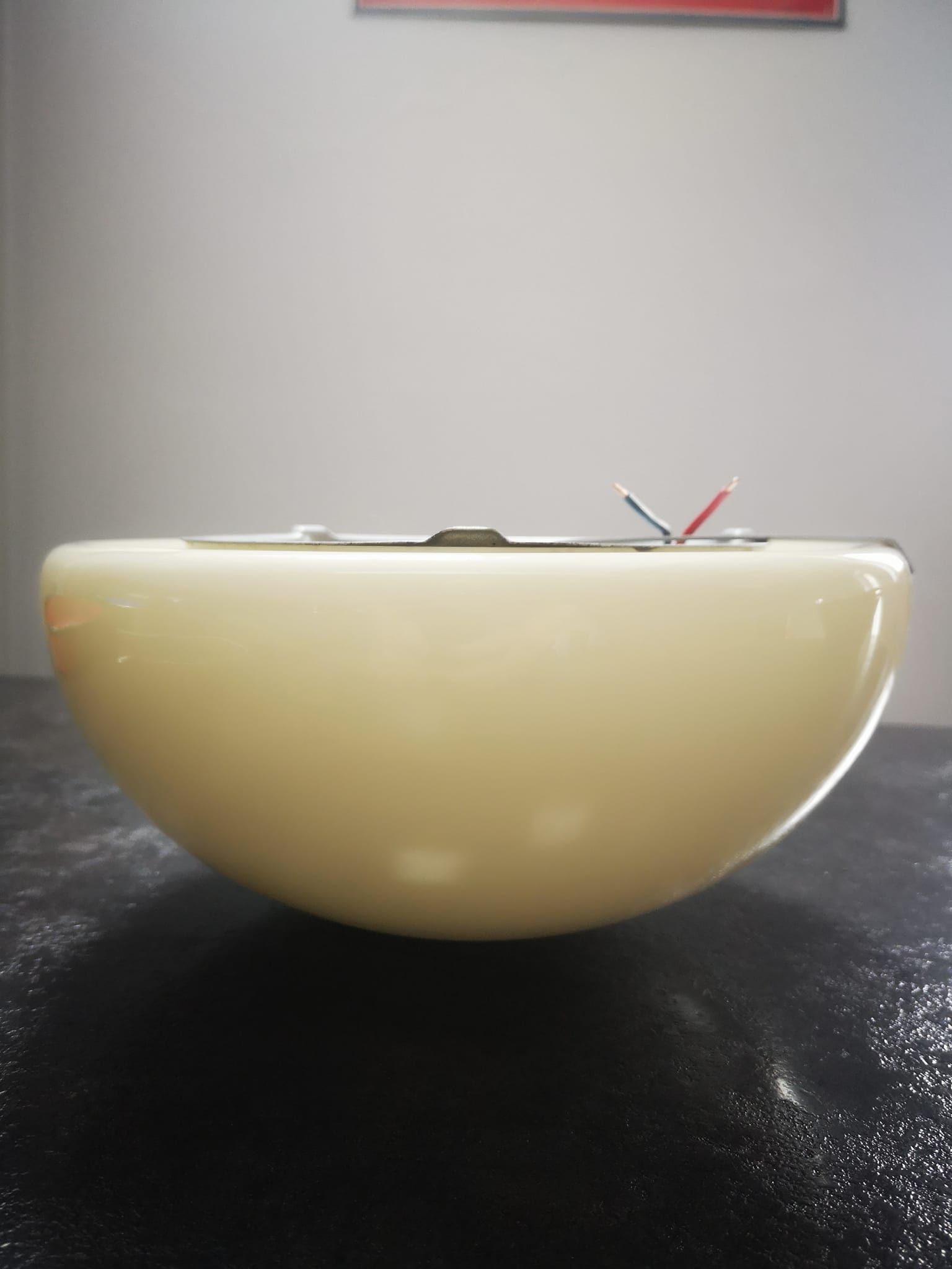 Abat day old ceiling lamp half globe ball opaline white industrial vintage tbe ø 24 cm