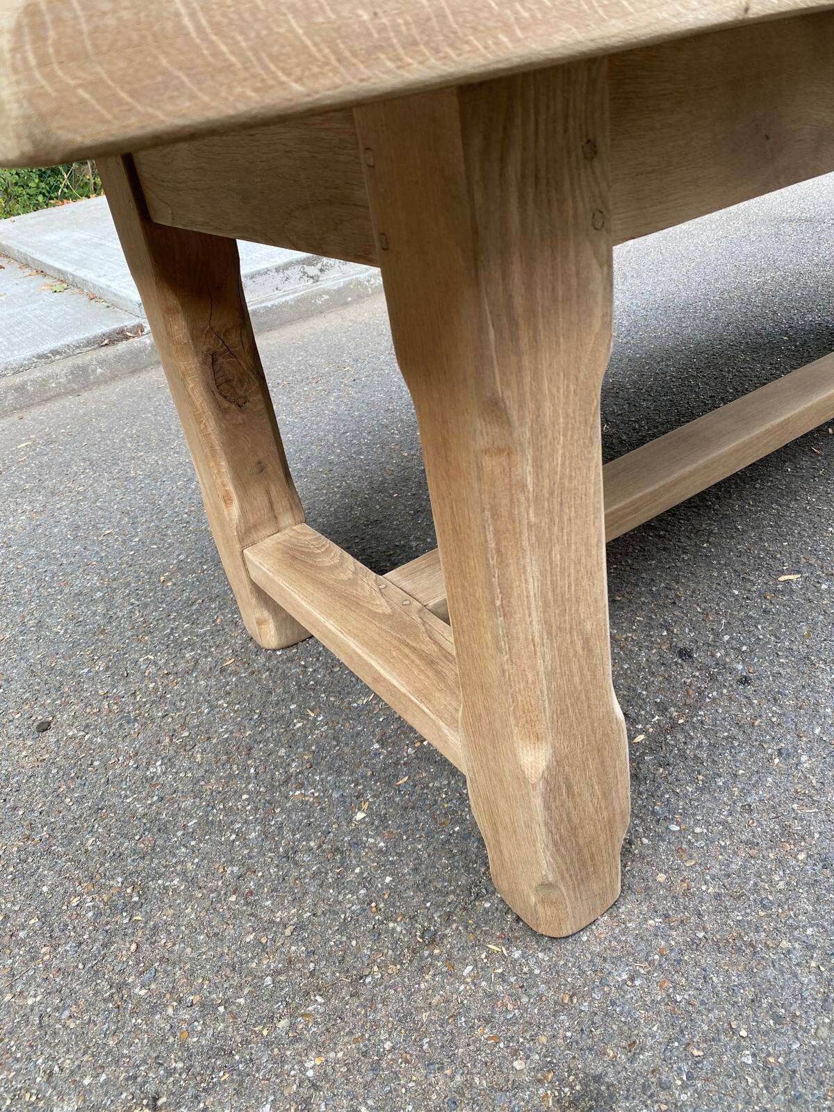 Farmhouse dining table stripped in solid raw oak 1930 - 216cm