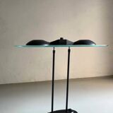 Postmodern black metal glass ceiling lamp | 1990s