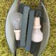 lot of 2 half-moon wall sconces in speckled sage green made in Italy vintage