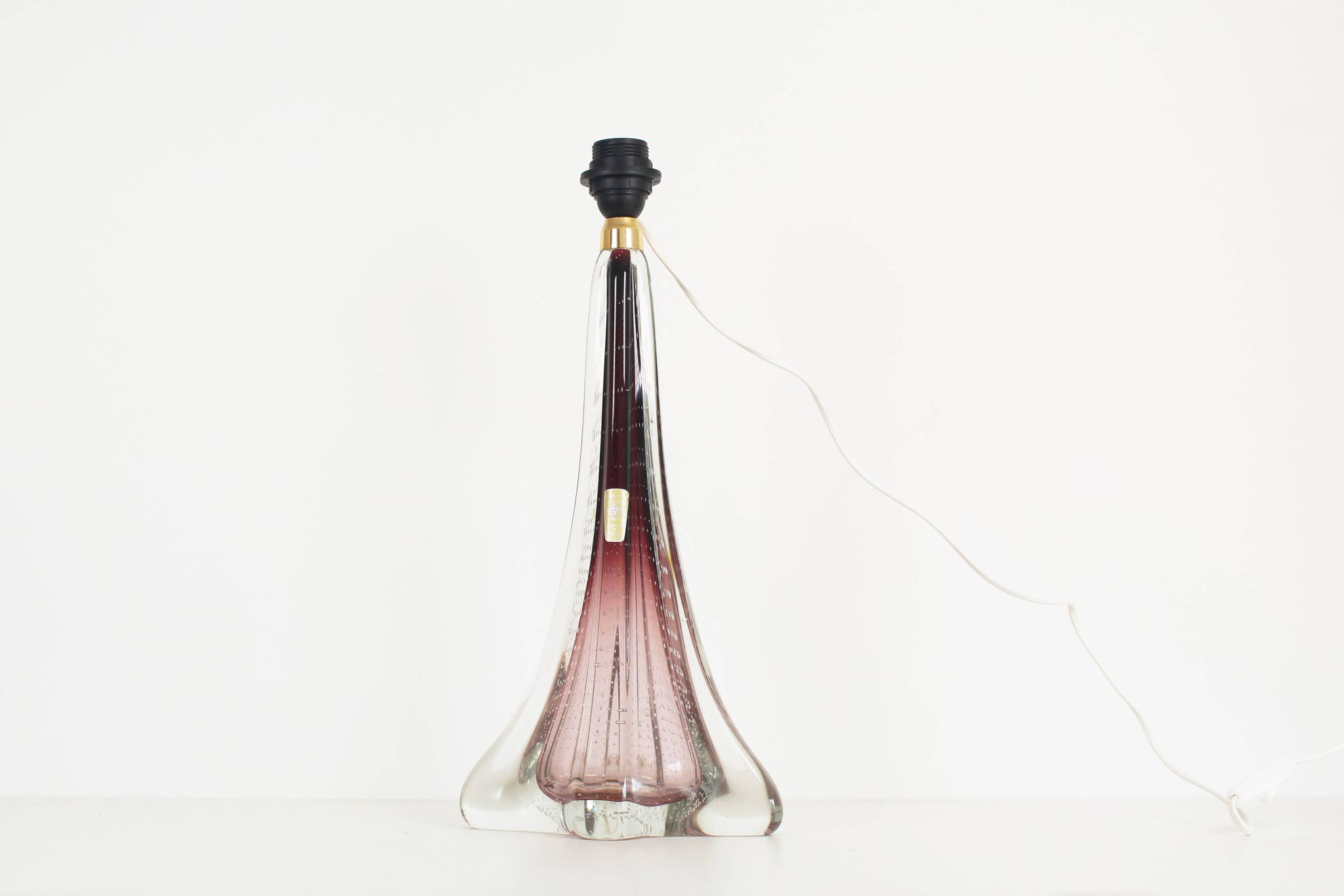 Vintage French crystal glass table lamp in the style of Val Saint Lambert