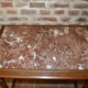 Walnut table with marble top and one drawer