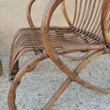 Pair of vintage rattan egg armchairs from the 60s