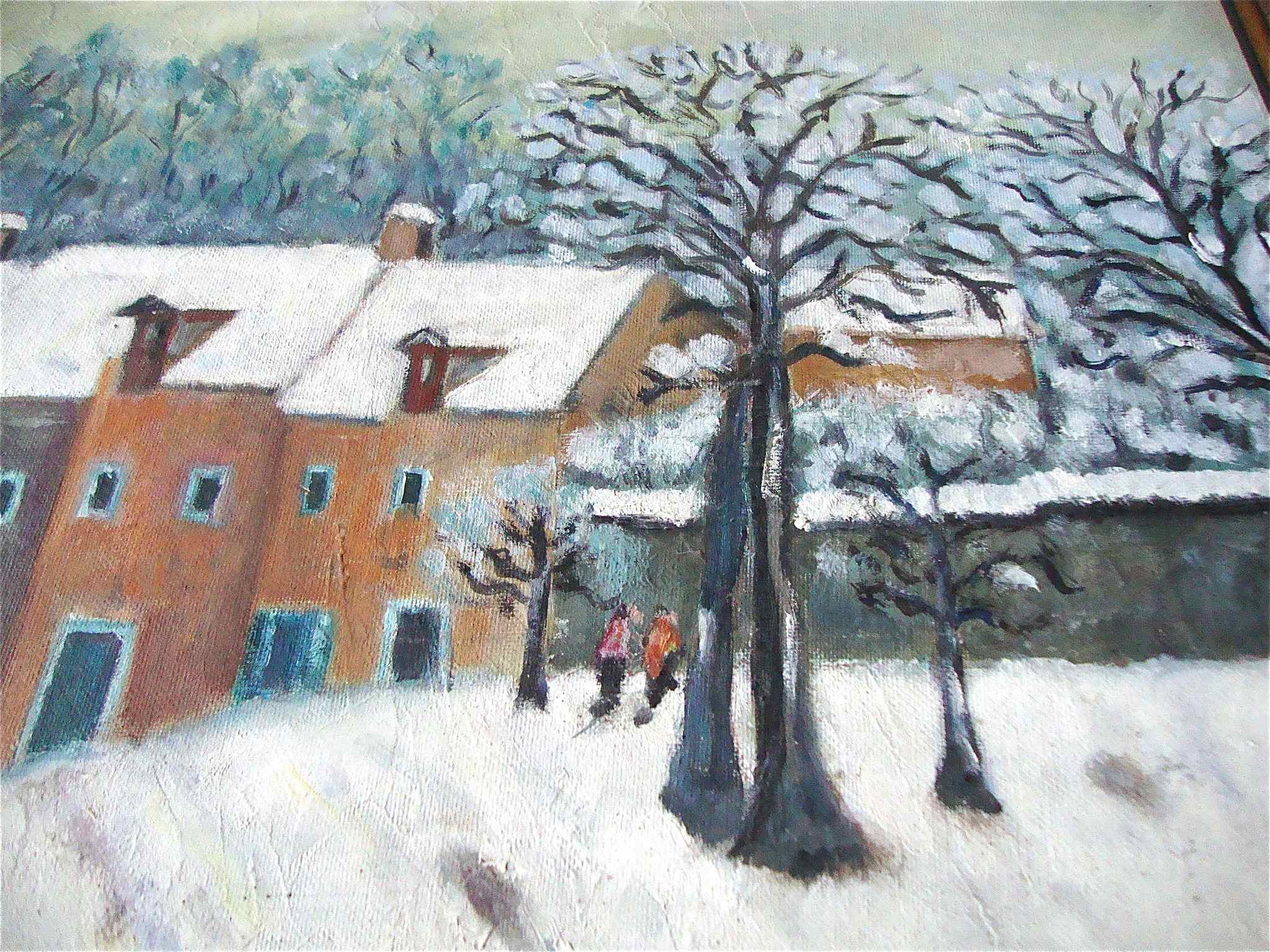 Old village table in winter
