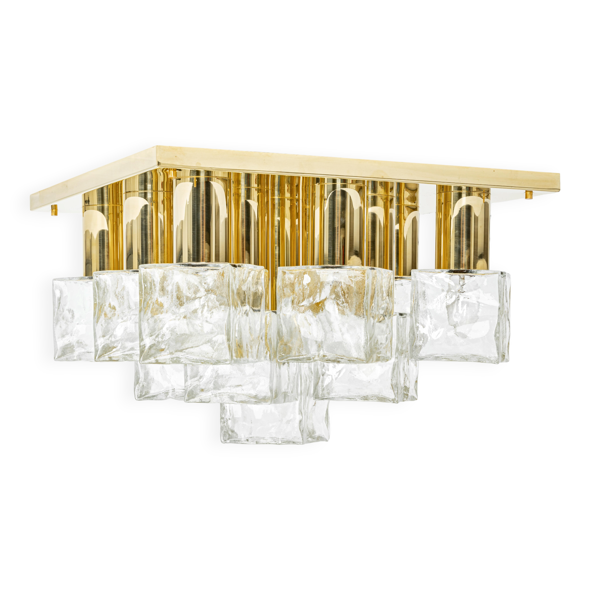 Plafonnier en verre glace Murano par Kalmar, Autriche, années 1960