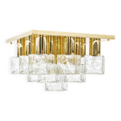 Plafonnier en verre glace Murano par Kalmar, Autriche, années 1960
