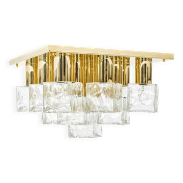 Plafonnier en verre glace Murano par Kalmar, Autriche, années 1960
