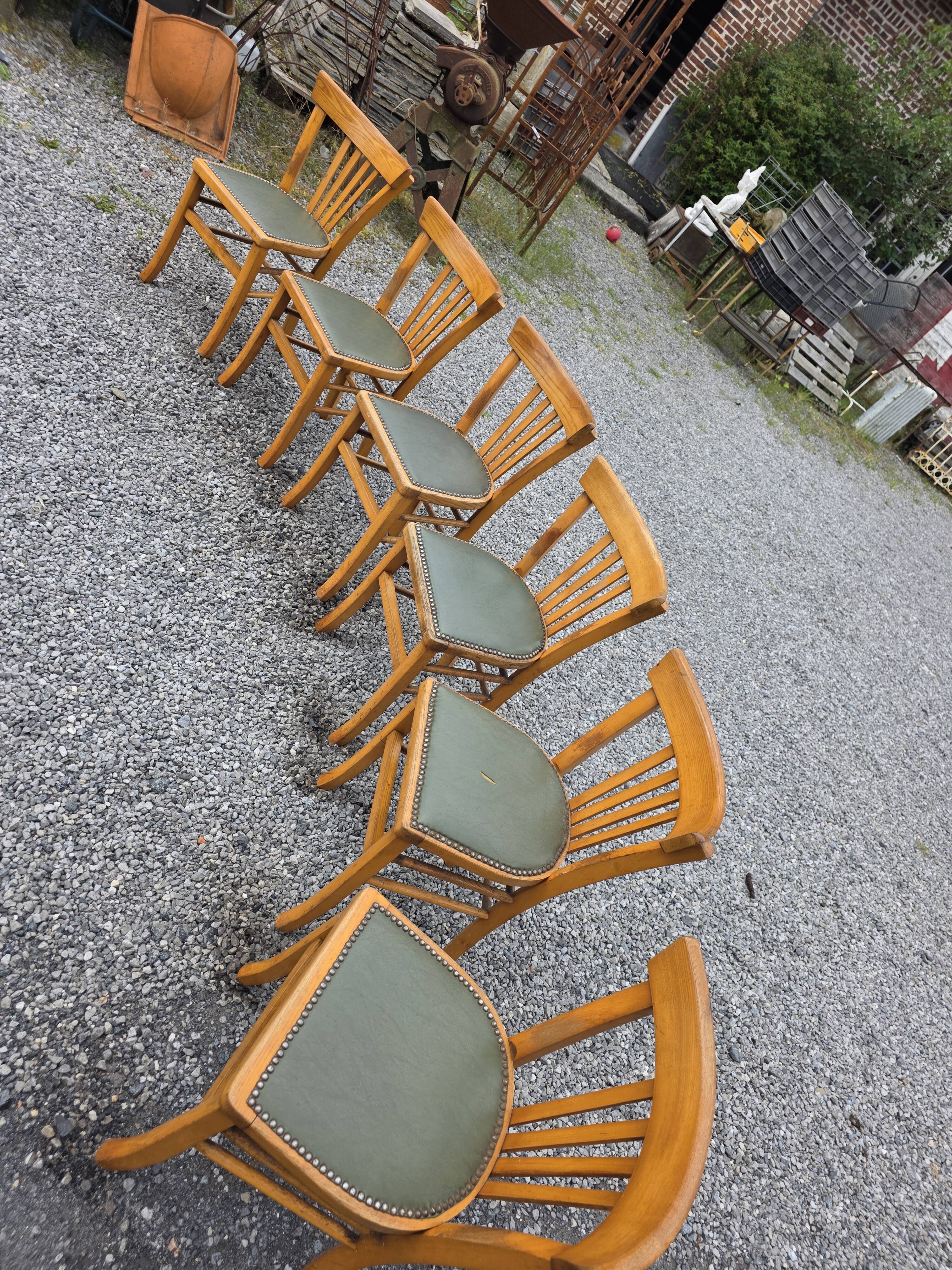 6 bistro chairs in solid oak, 1920s