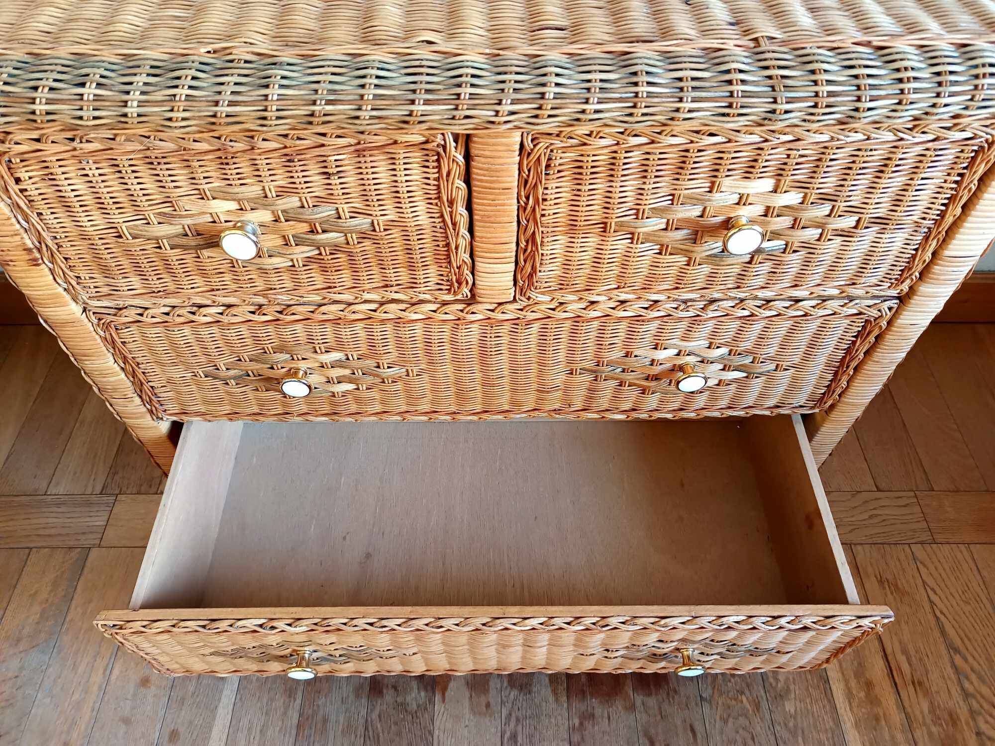 Commode en rotin vintage 1970