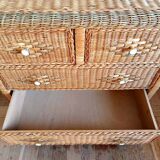Vintage rattan chest of drawers 1970