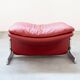 Armchair and pouf in red leather, Vitelli and Ammannati, for Brunati 70/80
