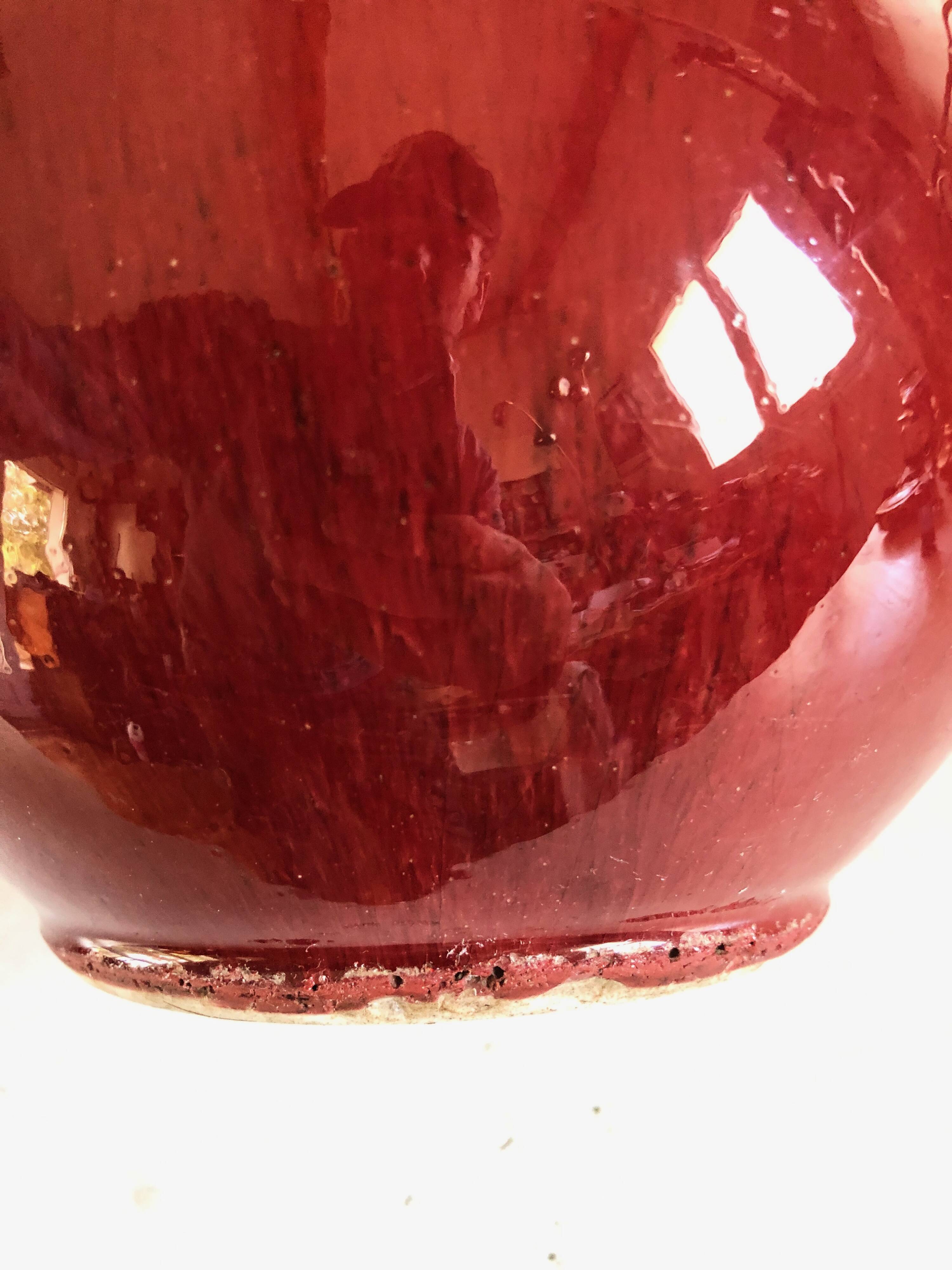 Monochrome Porcelain Vase Pansu Long Neck/Sang de Boeuf/China Qing Dynasty 19th