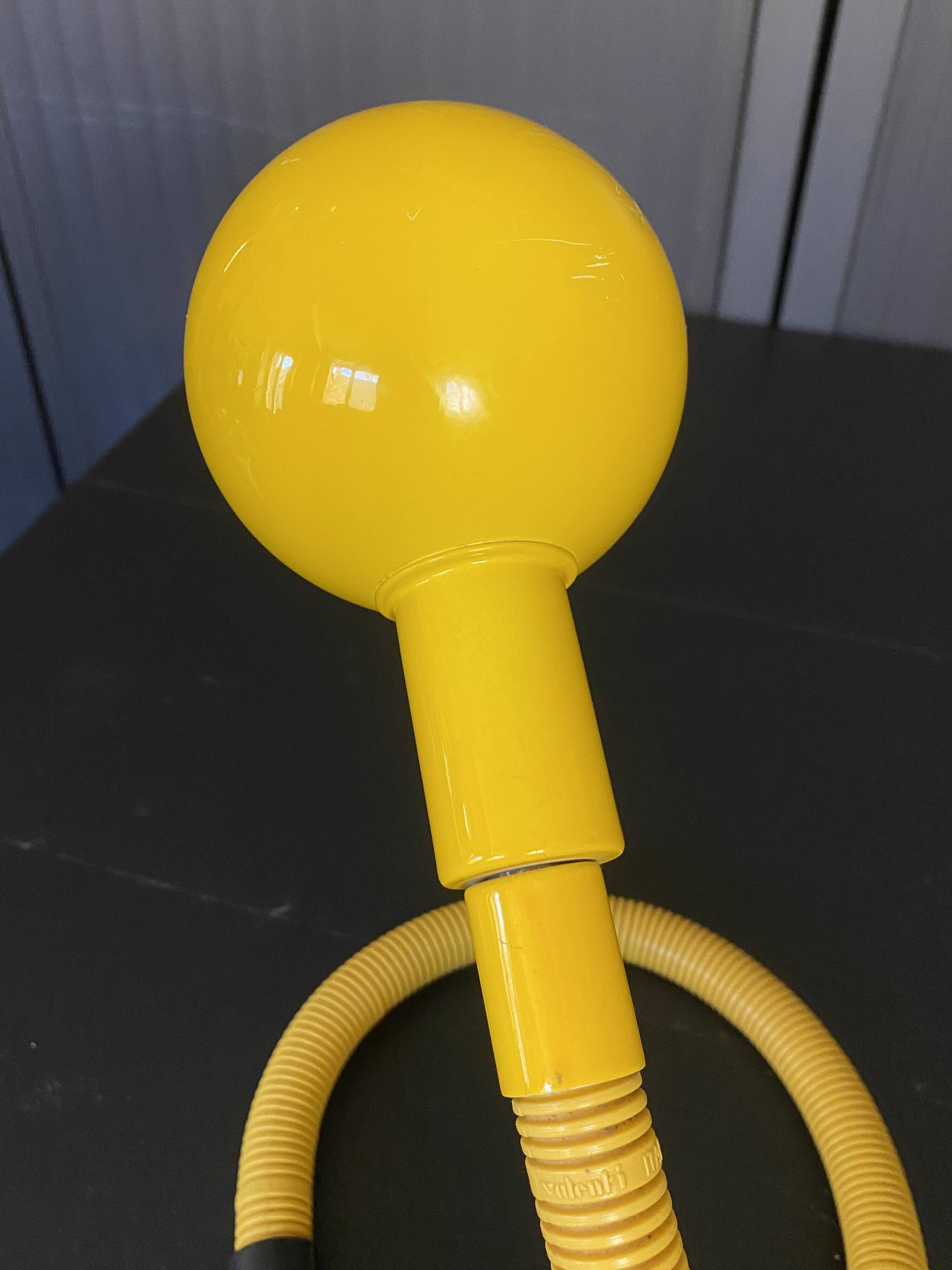 Yellow Hebi lamp by Isao Hosoe for Valenti, vintage pop yellow from the 1970s.