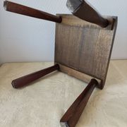 Wooden stool in Scandinavian style, handcrafted, circa 1960.