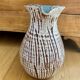 Ceramic pitcher Accolay striped burgundy turquoise white