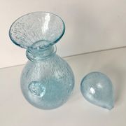 Vintage 1960s blue bubble glass BIOT carafe