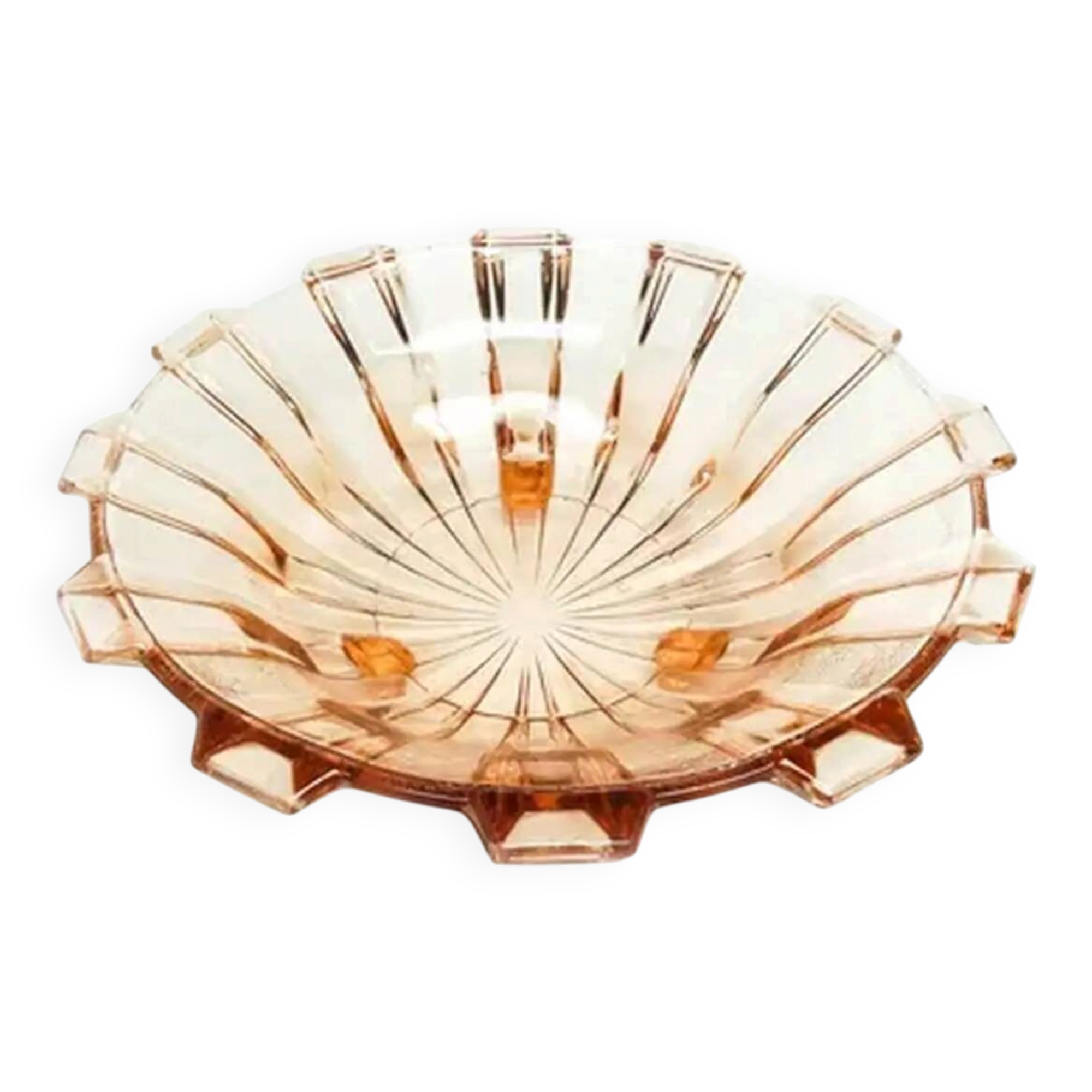 Art Deco fruit bowl, glass, Val Saint Lambert, Belgium, 1950s