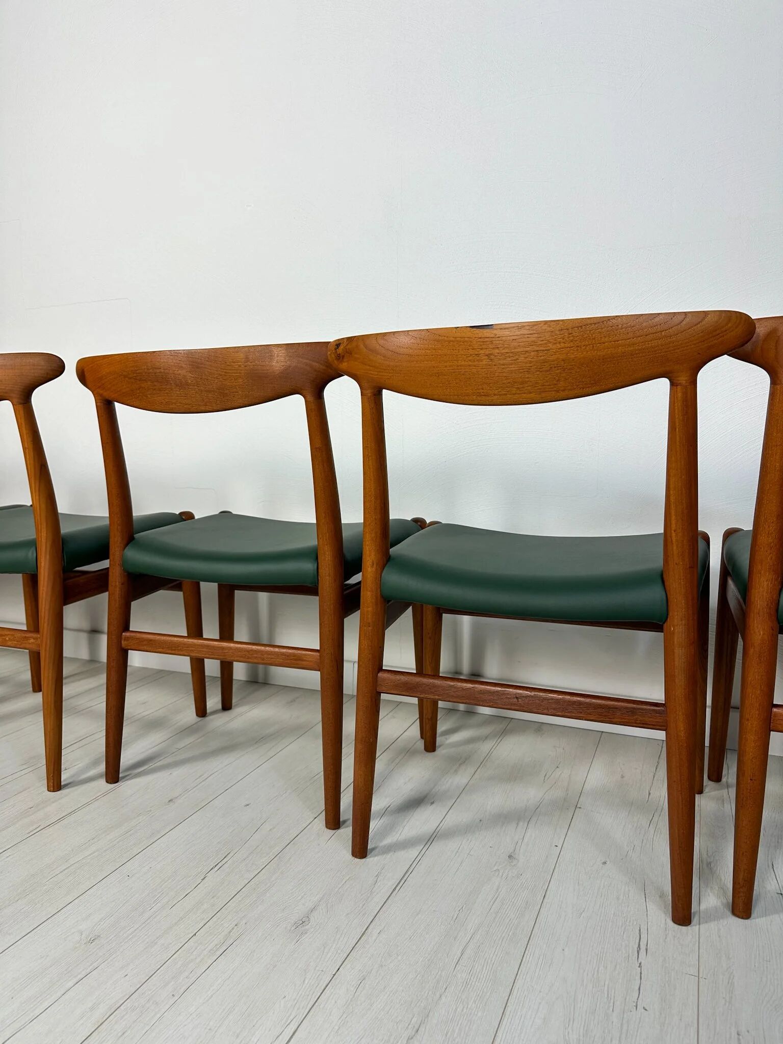 1950s set of 5 vintage Danish teak dining chairs W2 by Hans J. Wegner for CM Madsen