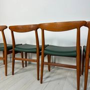 1950s set of 5 vintage Danish teak dining chairs W2 by Hans J. Wegner for CM Madsen