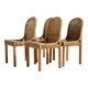 Oak and rattan chair, set of 4