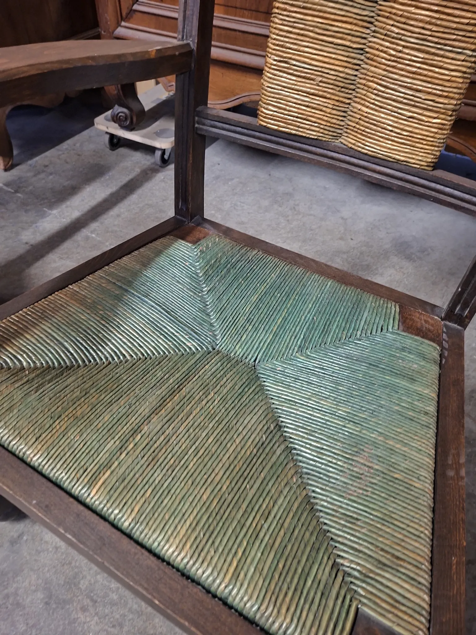 Brutalist pair of rustic turned wooden armchairs from the 1950s.