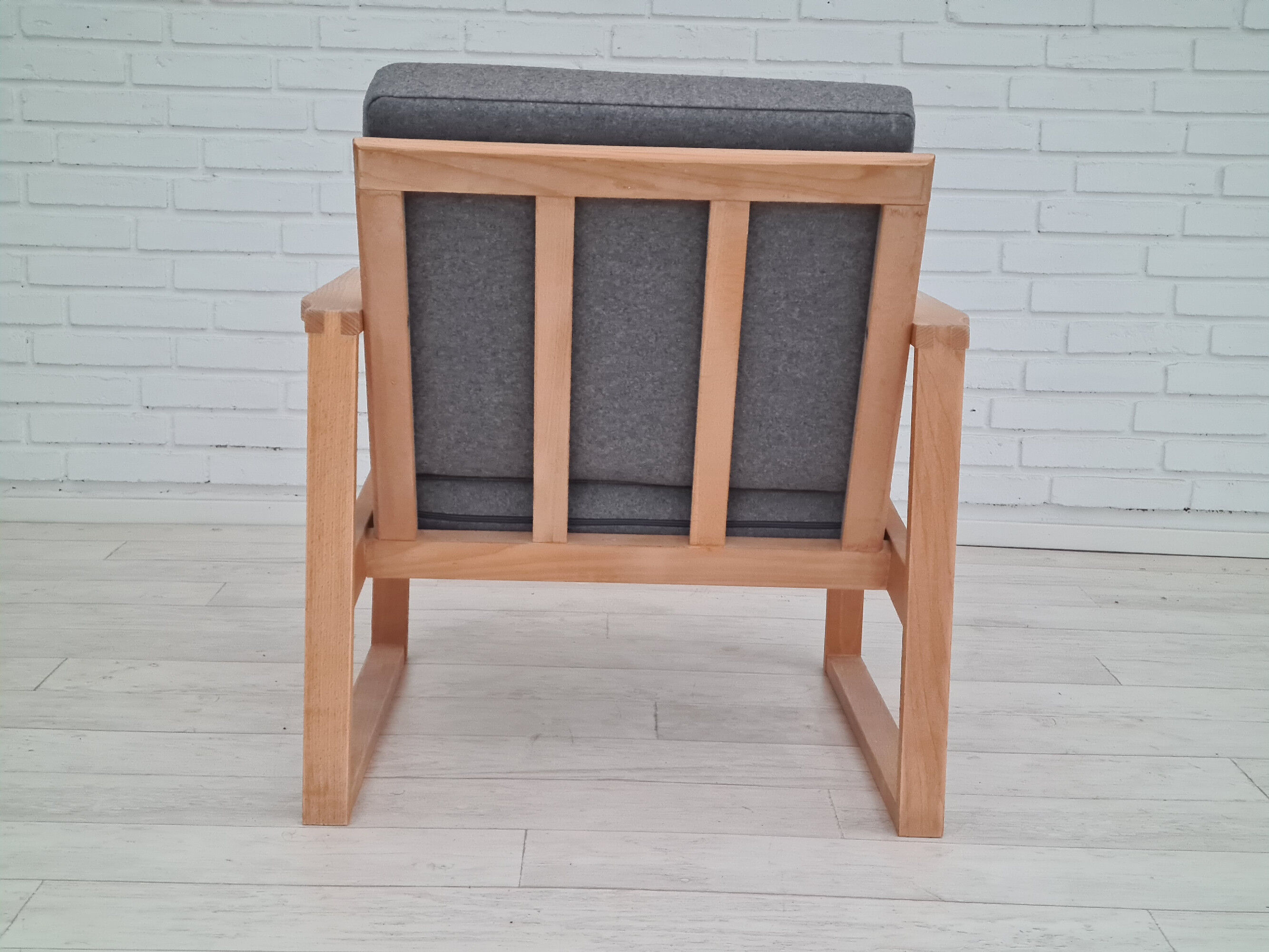 1970s, danish armchair, reupholstered, furniture wool, beech wood