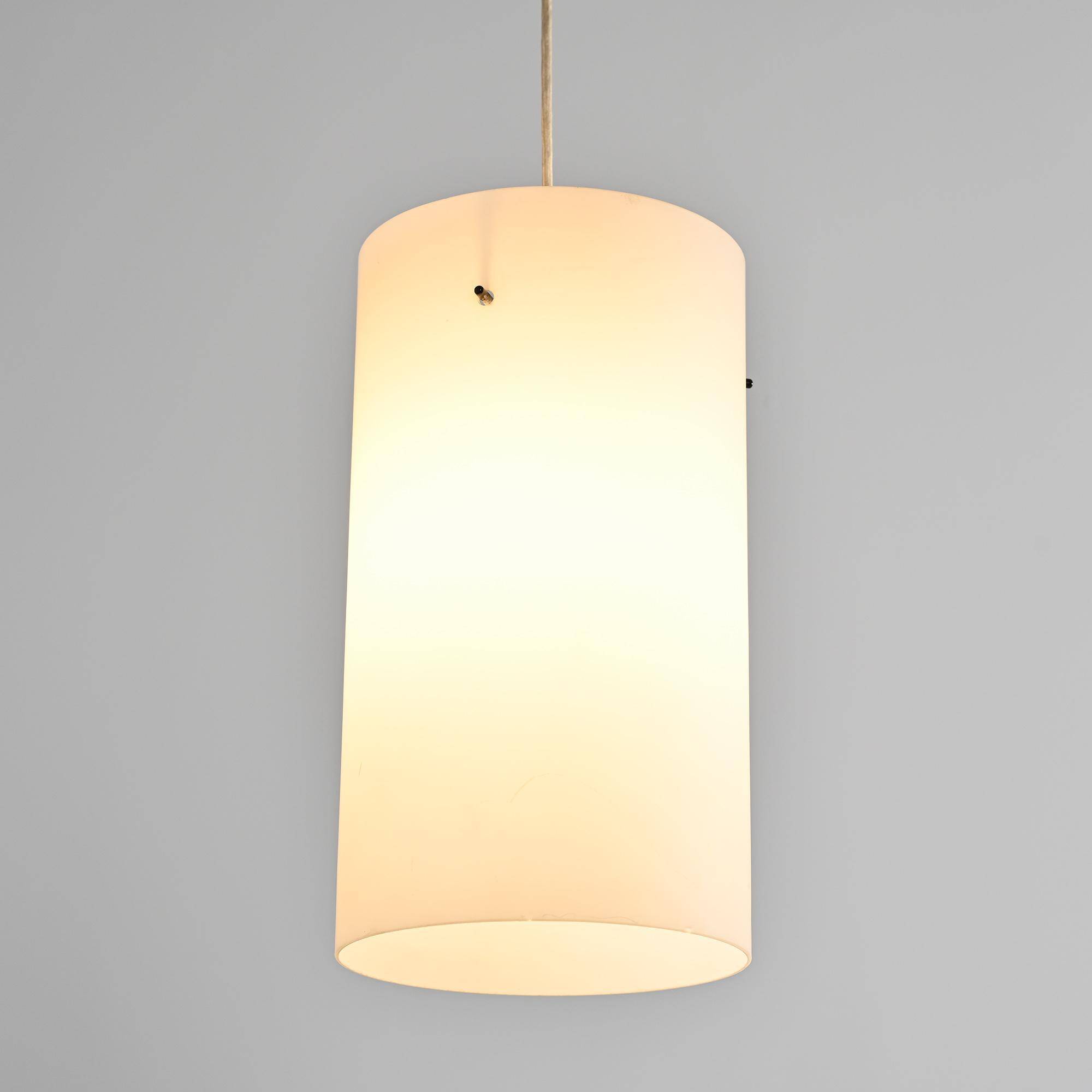 Opaline glass cylindrical pendant, 1970s