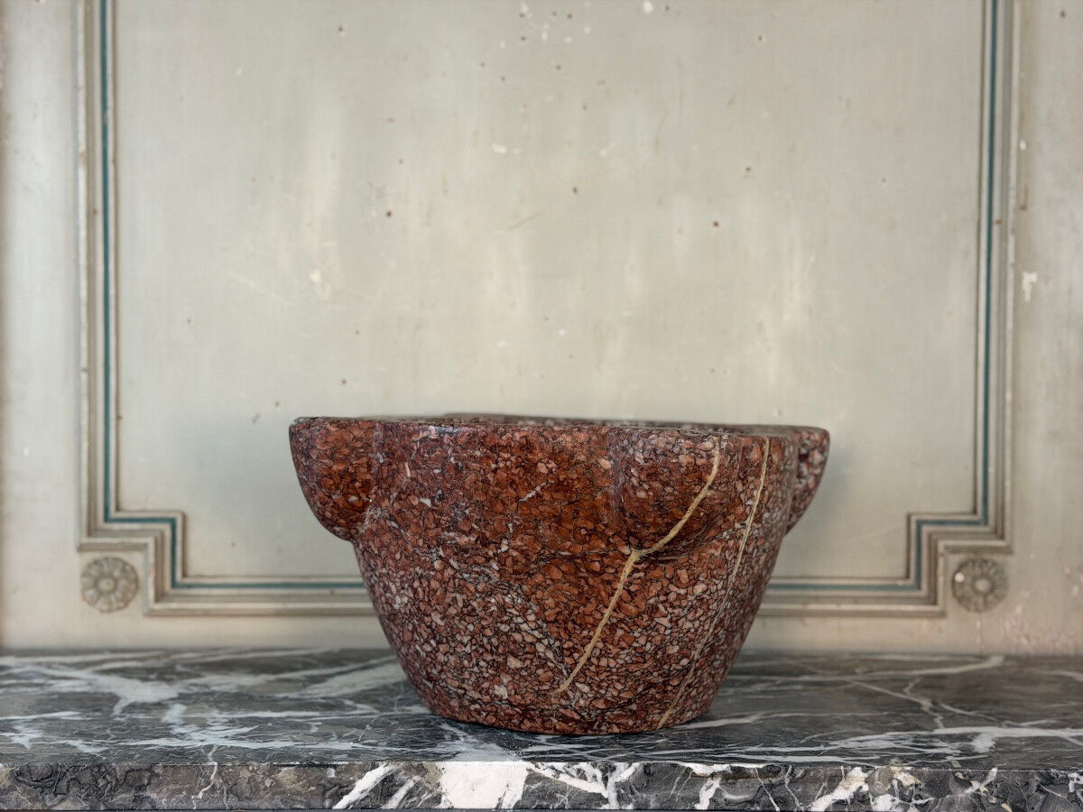 Large mortar in Phocaean pink marble, 19th century