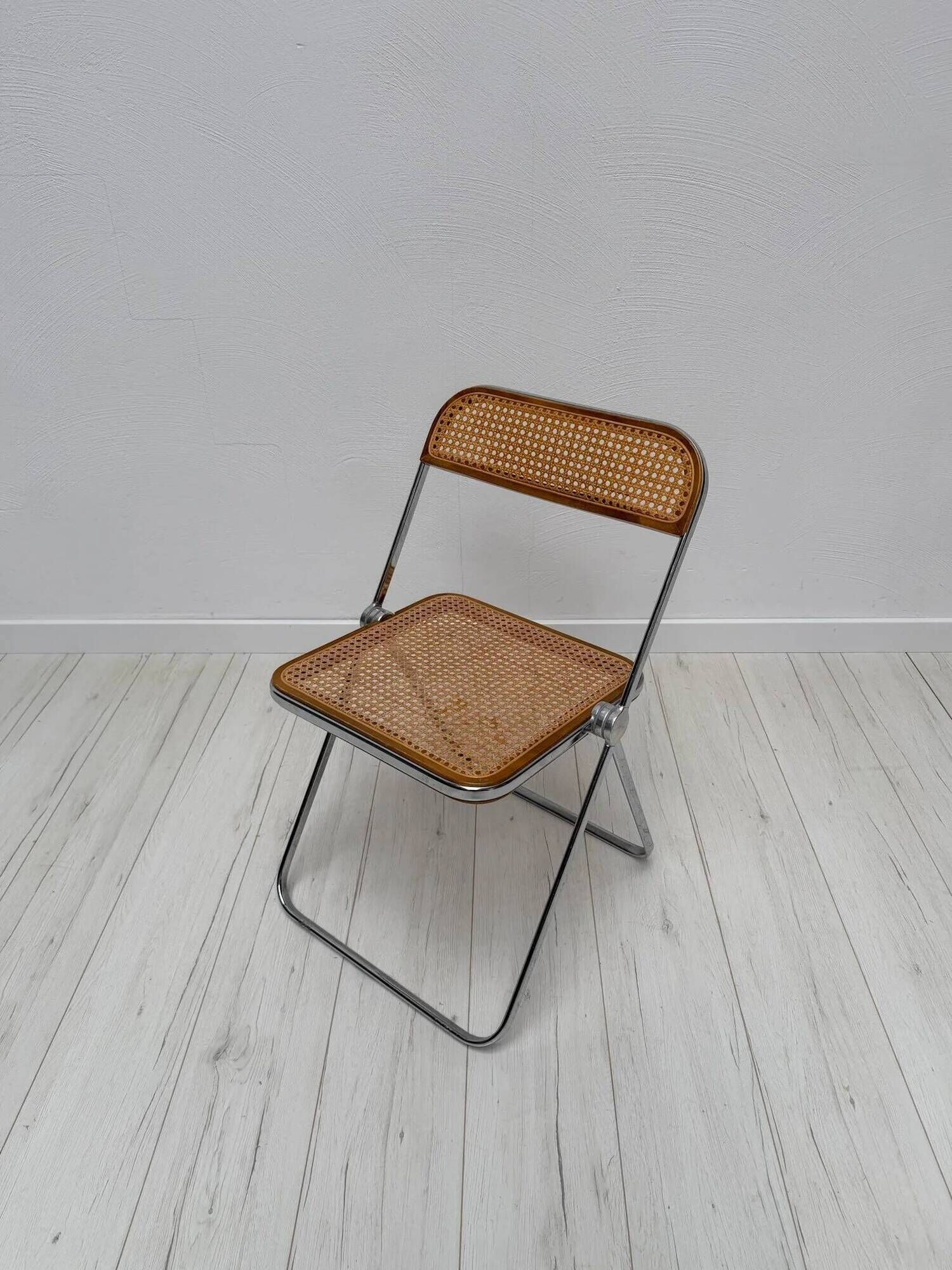 1x 1960s vintage Plia cane folding chair by Giancarlo Piretti for Anonima Castelli
